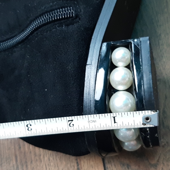 COPY - CATHERINE MALANDRINO black BOOTS PEARL HEEL. 25" shaft height - Picture 12 of 15